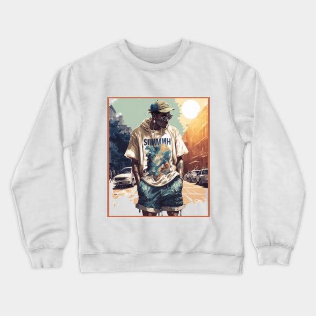 Hip Hop graphic Illustration of a Man Crewneck Sweatshirt by JoJoLikesToast